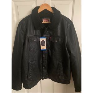 Men’s black faux leather jacket